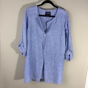 Tahari Light Blue linen tunic